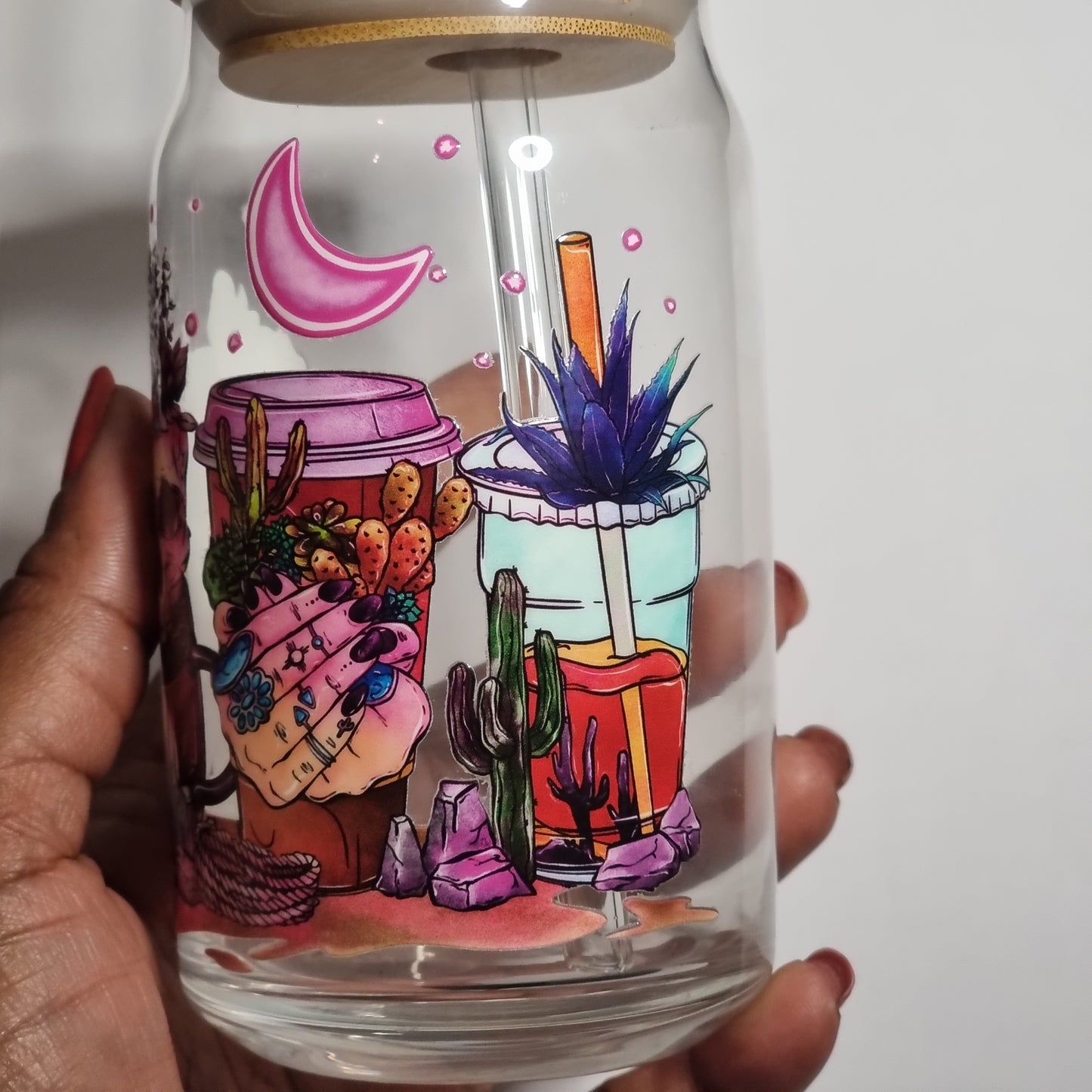 Conception UV 3D de crâne violet sur gobelet de 16 oz