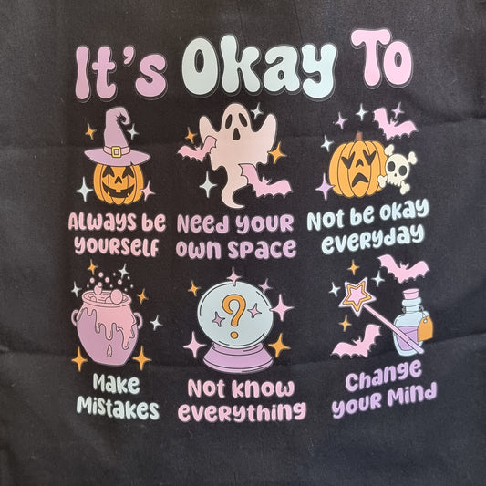 IT'S OKAY 3D DTF DESIGN on Cotton Tote Bag 38 x 42 cm