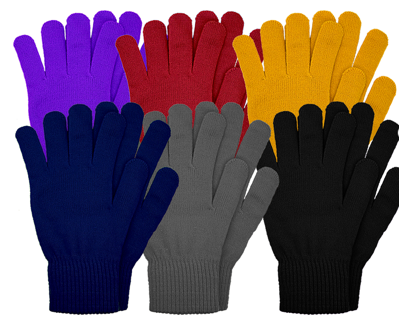 Set of colorful gloves displayed against a white background