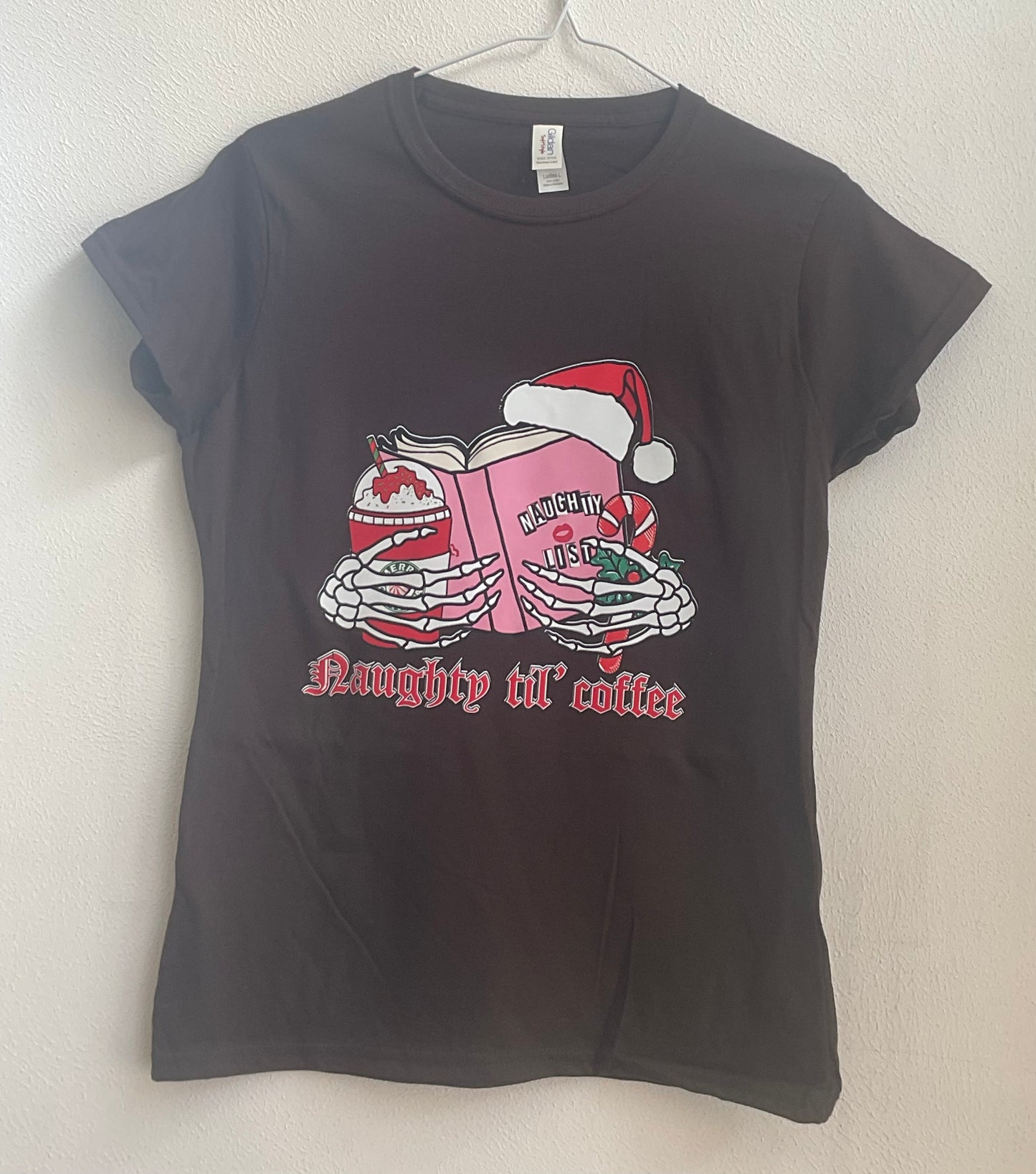 Naughty Till Coffee Christmas T-shirt