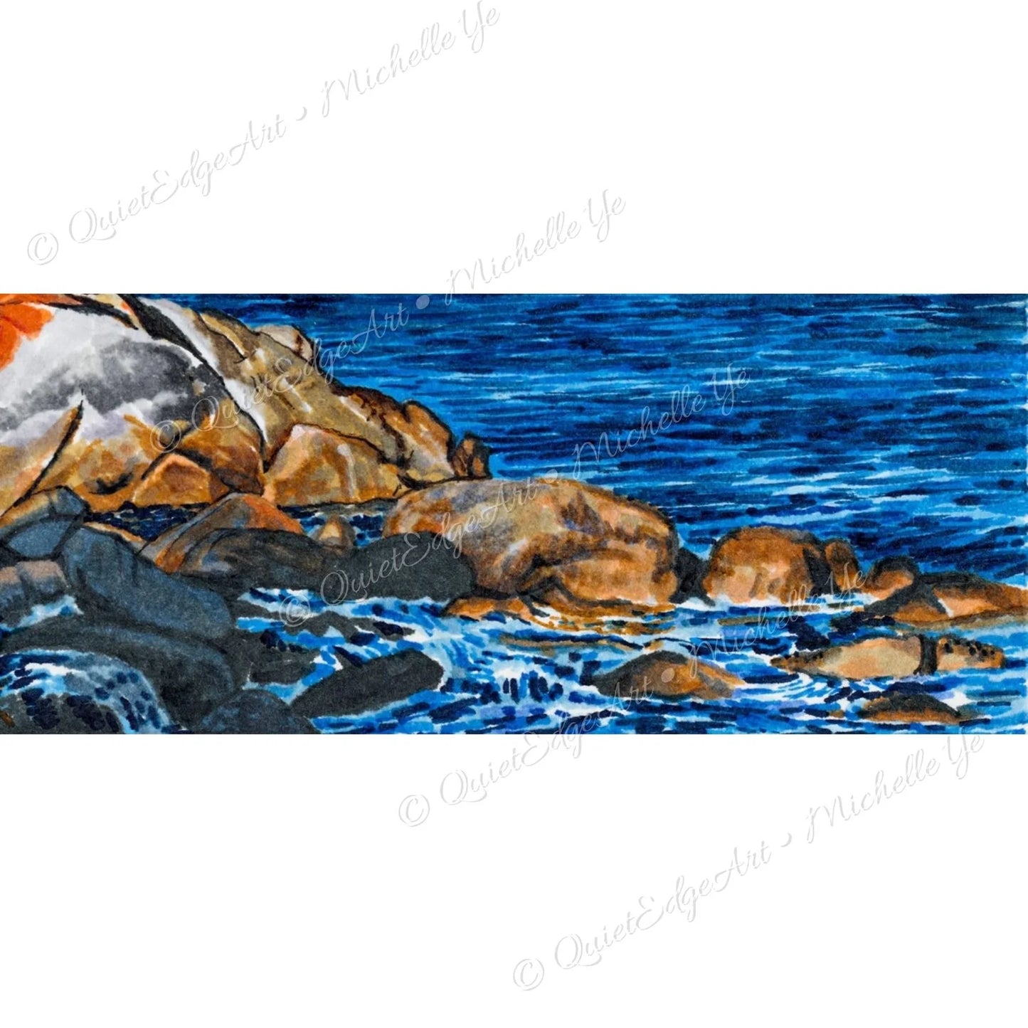 A5 Unframed Art Print - Coastal Flame - Bay of Fires, Tasmania