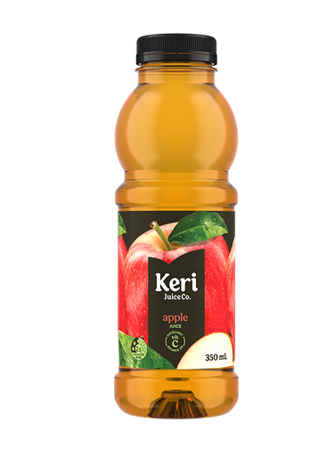 Keri Juice Co. apple juice bottle on a white background