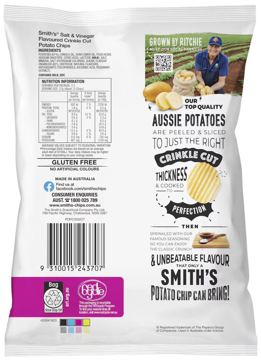 Smith's Crinkle Cut Chips Salt & Vinegar 60g