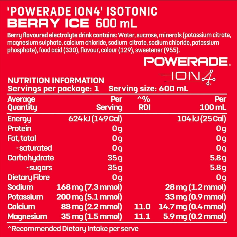 Powerade lon4 Berry Ice Sports Drink Sipper Cap 600ml
