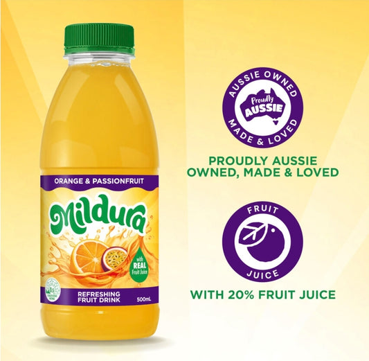 Mildura Orange & Passionfruit Drink 500ml