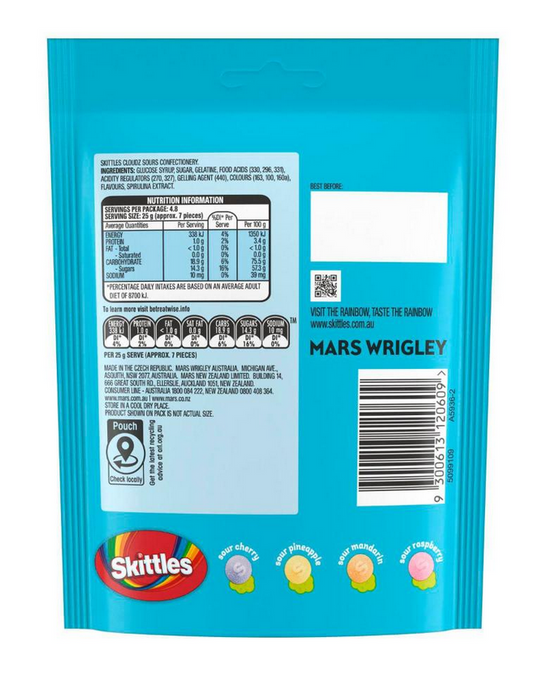 Skittles Cloudz Sours Chewy Bag 120g