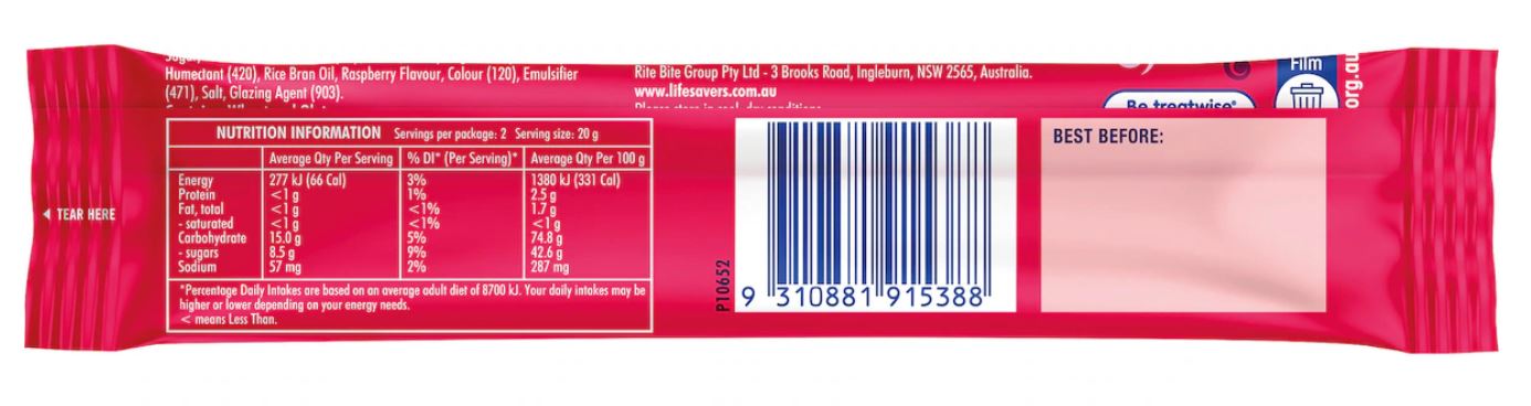 Life Savers Raspberry Twisters 40g