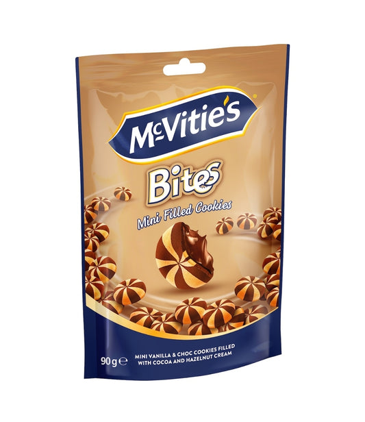 McVitie's Bites Mini Cookies Vanilla & Choc Filled With Cocoa & Hazelnut Cream 90g