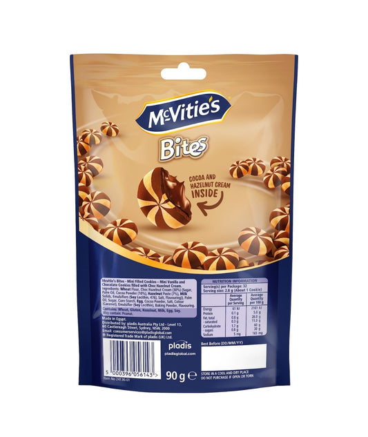 McVitie's Bites Mini Cookies Vanilla & Choc Filled With Cocoa & Hazelnut Cream 90g