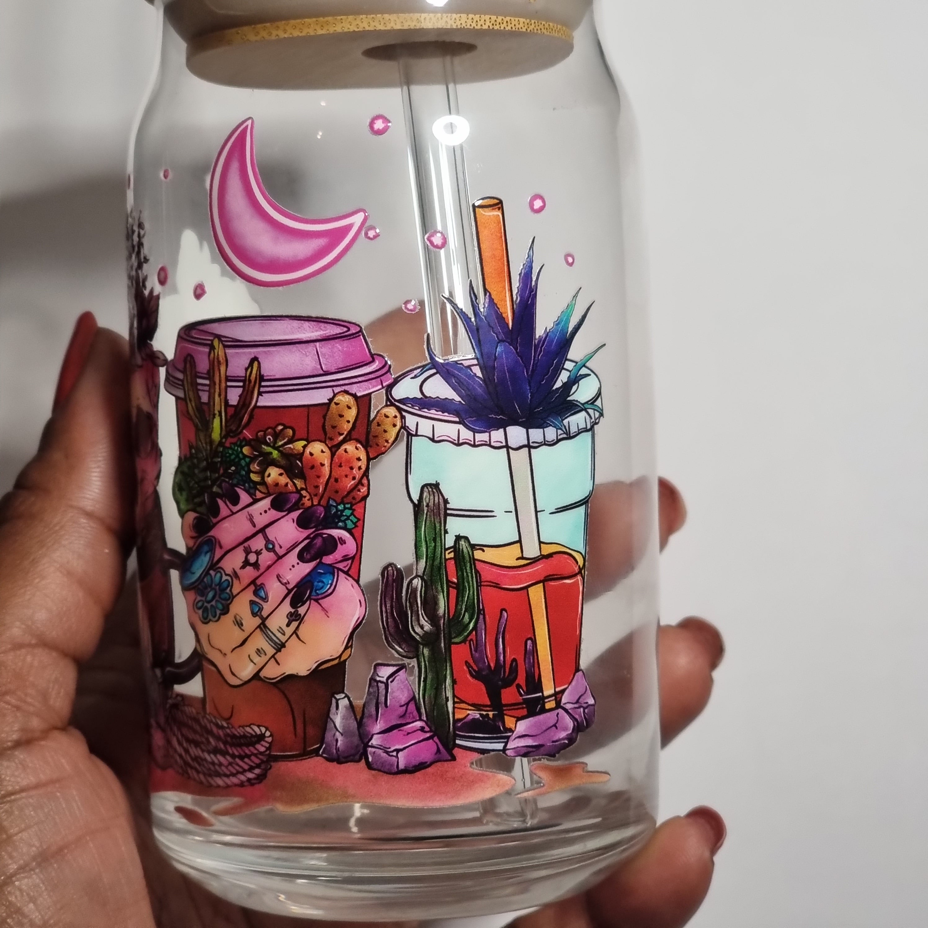 Conception UV 3D de crâne violet sur gobelet de 16 oz