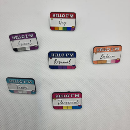 Hello I'm LGBT Enamel Pins | BI Pan Asexual Trans Gay Lesbian Brooches Lapel Badges | Pride Rainbow Color Dialog Box | Lapel pins