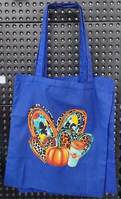 HEART & PUMPKIN 3D DTF DESIGN on Cotton Tote Bag, 38 x 42 cm