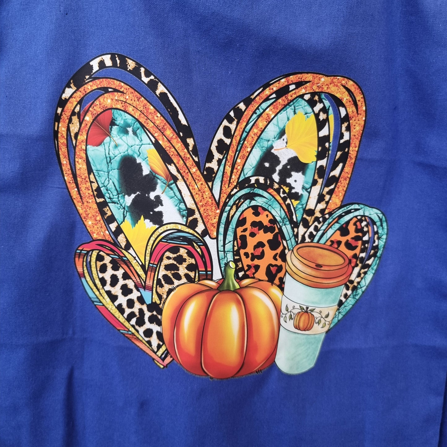 HEART & PUMPKIN 3D DTF DESIGN on Cotton Tote Bag, 38 x 42 cm