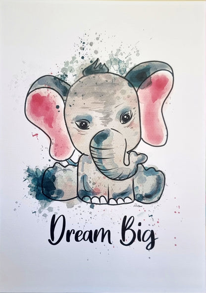 Animal Watercolour Fine Art Print - A4