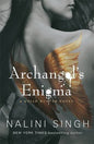 Book cover of 'Archangel's Enigma' by Nalini Singh featuring wings on a woman's back.