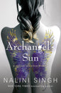 Book cover of 'Archangel's Sun' by Nalini Singh featuring a silhouette with wings.