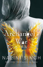 Book cover of 'Archangel's War' by Nalini Singh with wings on a dark background