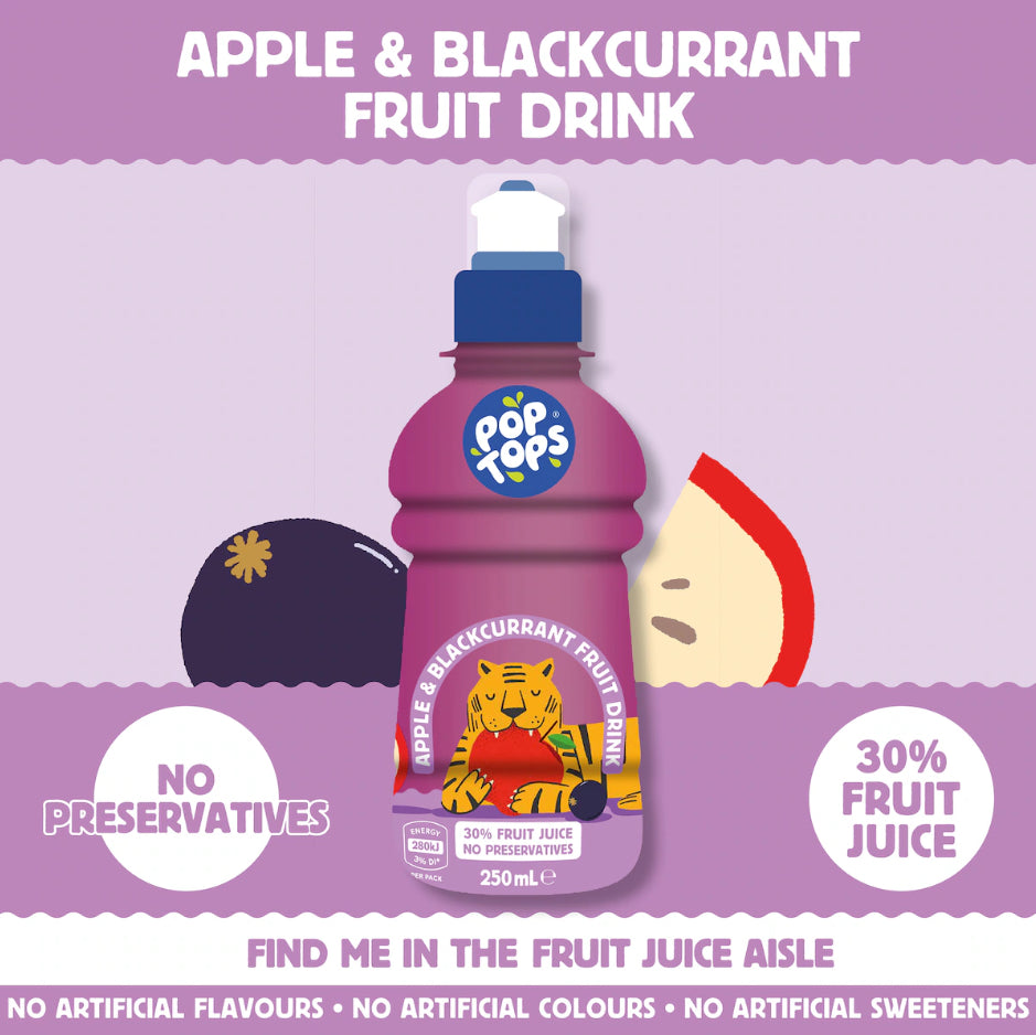 Pop Tops Apple Blackcurrant Drink 250ml