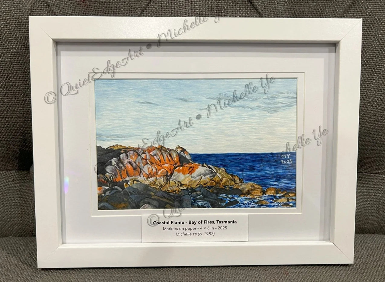 A5 Unframed Art Print - Coastal Flame - Bay of Fires, Tasmania