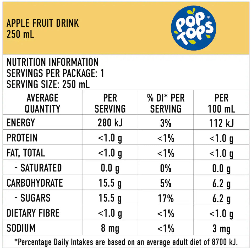 Pop Tops Apple Drink 250ml