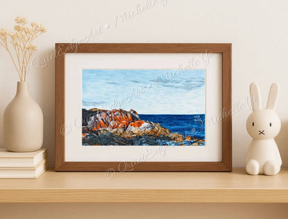 A5 Unframed Art Print - Coastal Flame - Bay of Fires, Tasmania