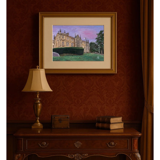 A5 Unframed Art Print - Hobart Domain House in Violet Skies, Tasmania