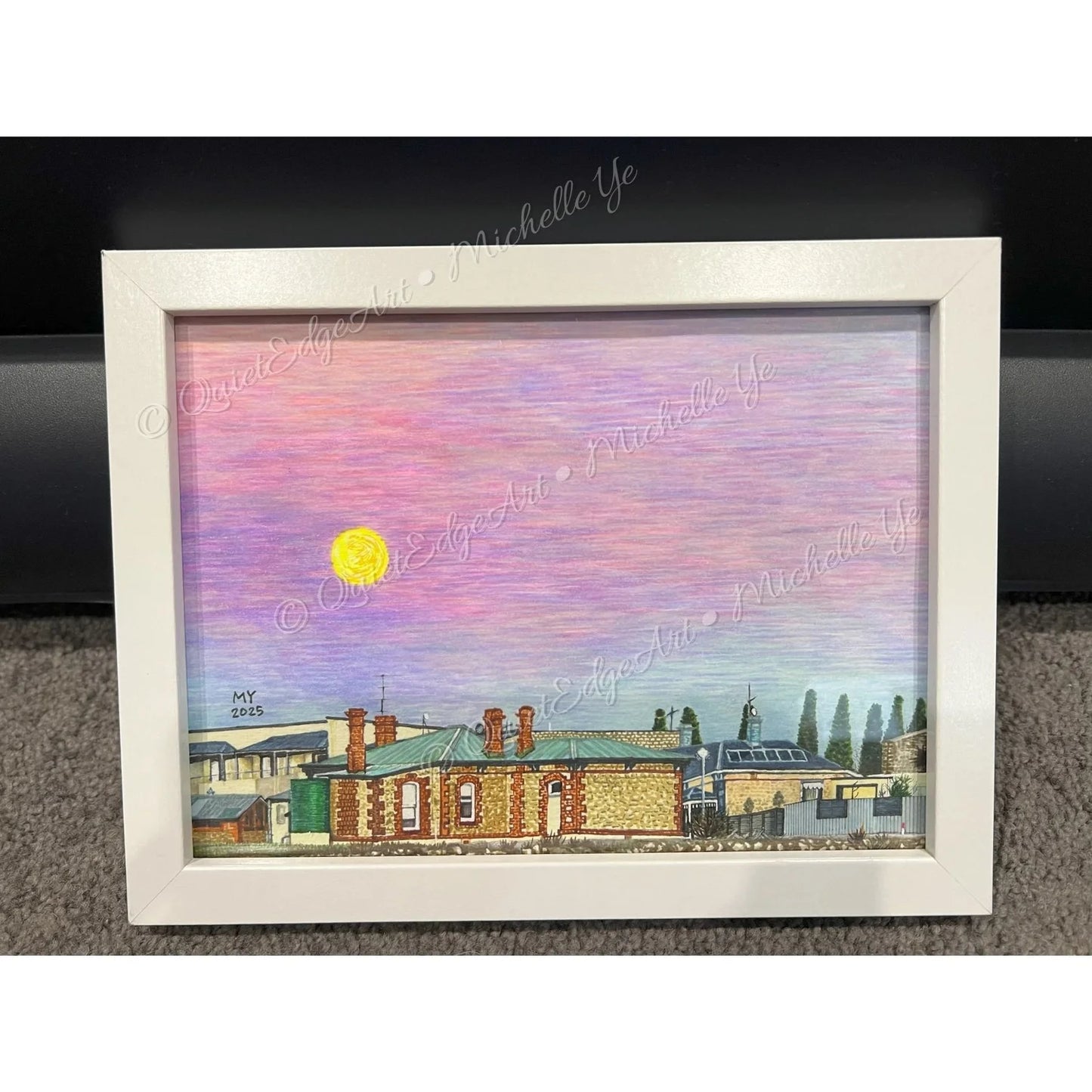 A5 Unframed Art Print - Golden Moon, Quiet Town - Kangaroo Island at First Sight