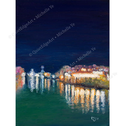 A5 Unframed Art Print - Harbour Lights, Hobart Waterfront