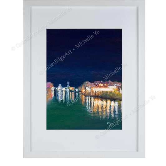 A5 Unframed Art Print - Harbour Lights, Hobart Waterfront