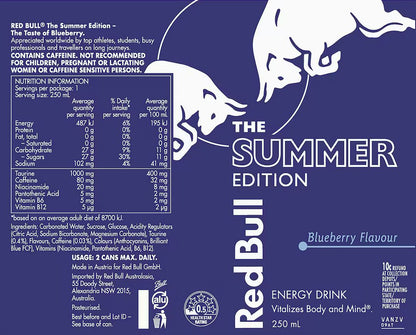 Red Bull Energy Drink The Summer Edition Blueberry Flavour Can 250mL