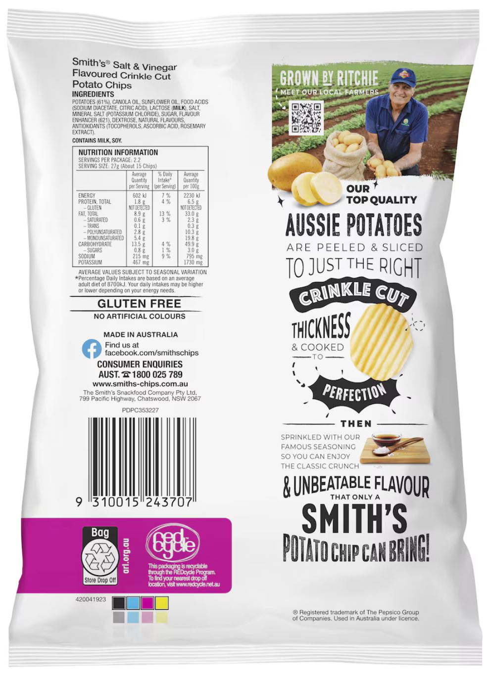 Smith's Crinkle Cut Chips Salt & Vinegar 60g