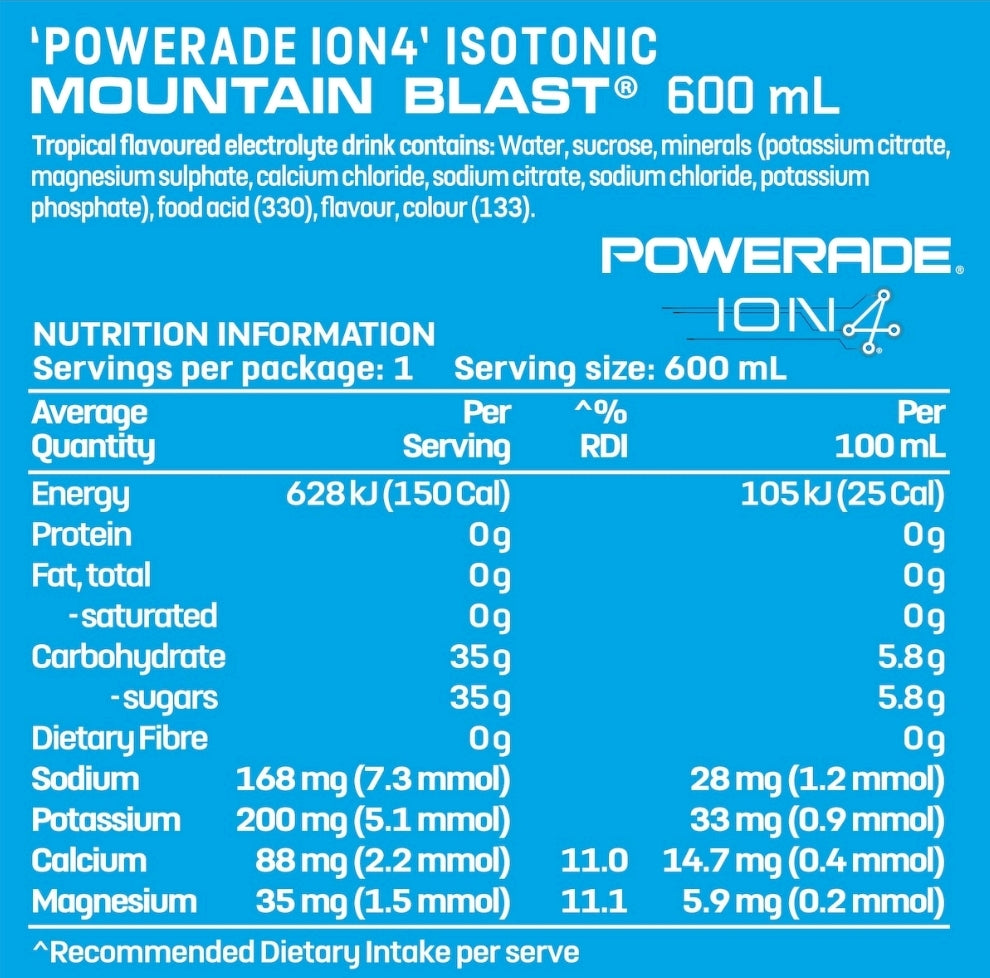 Powerade lon4 Mountain Blast Drink Sipper Cap 600ml