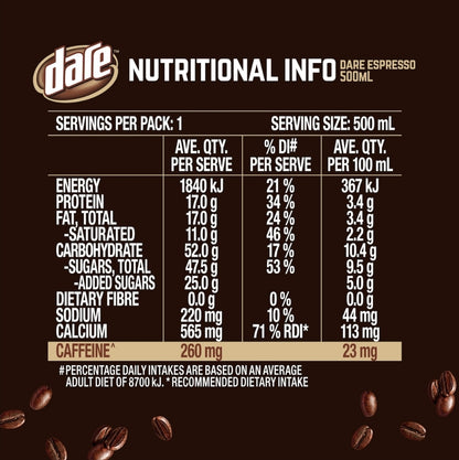 Dare Intense Espresso Iced Coffee 500ml
