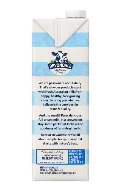 Devondale 100% Pure Full Cream Milk Long Life 1L