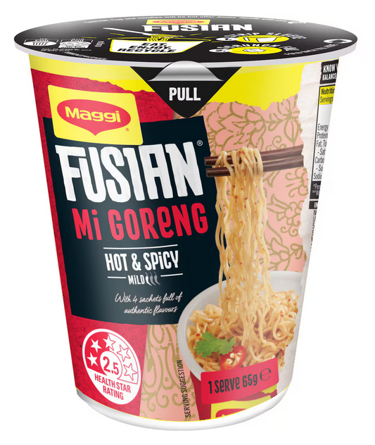 Maggi Fusian Instant Noodles Hot & Spicy Flavour Cup 65g