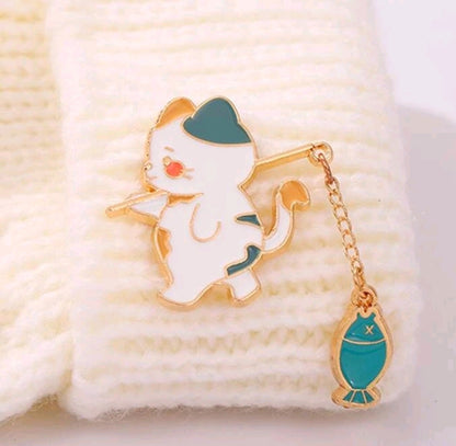 Cat & Fish design pin