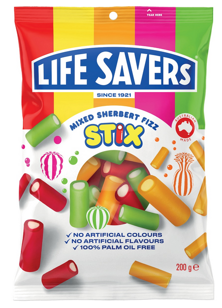 Life Savers Mixed Sherbert Fizz Stix 200g