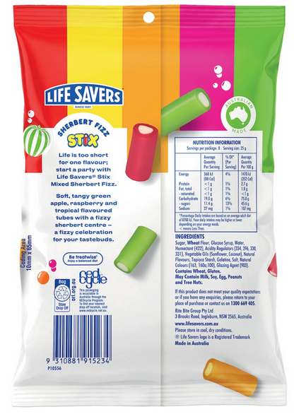 Life Savers Mixed Sherbert Fizz Stix 200g