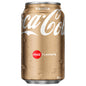 A can of Coca-Cola Vanilla with a beige color and white script text, displaying the brand name and the word 'Vanilla' on the top. The iconic red Coca-Cola logo is also visible.