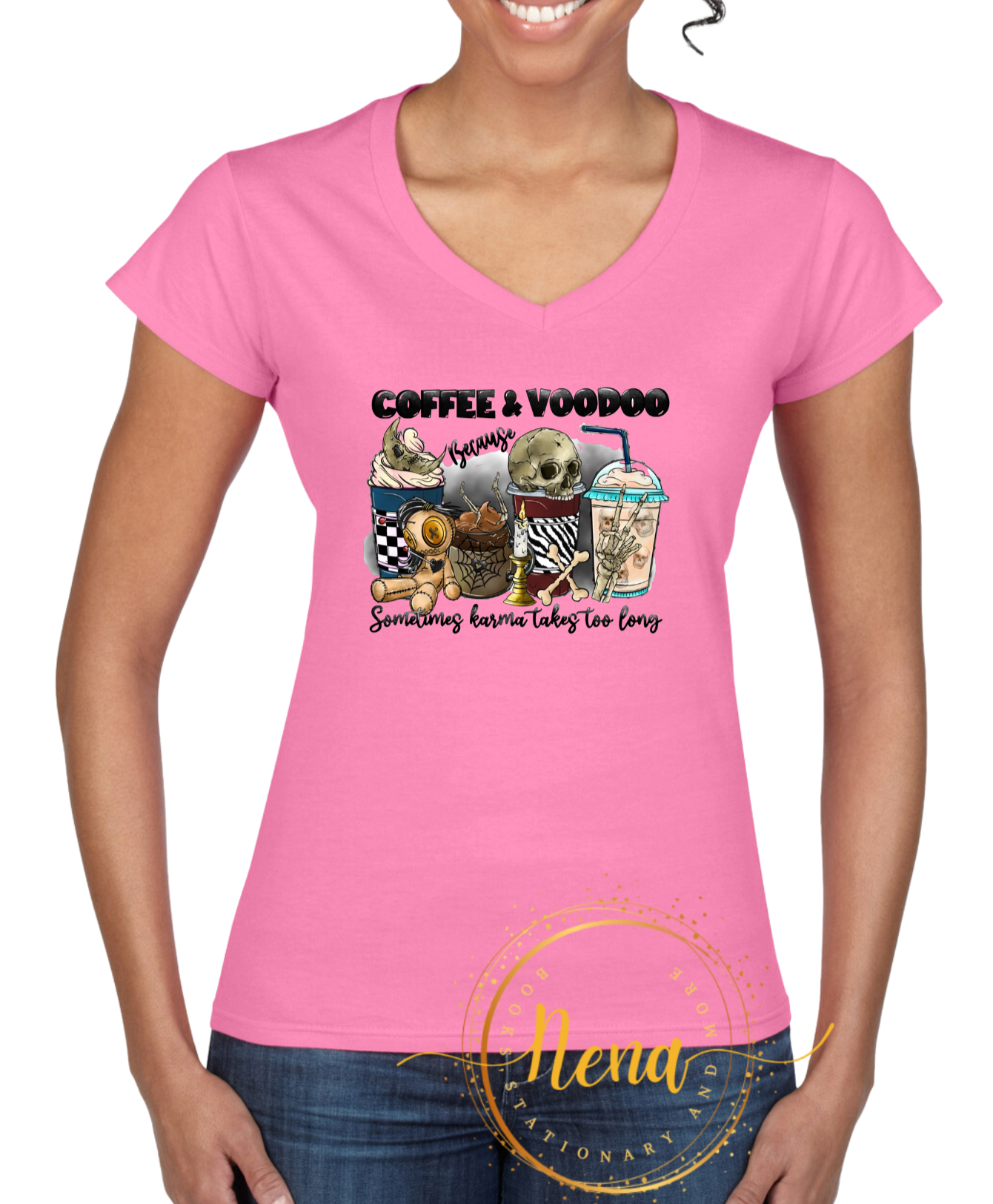 Coffee and Voodoo DTV Print Ladies T-shirt