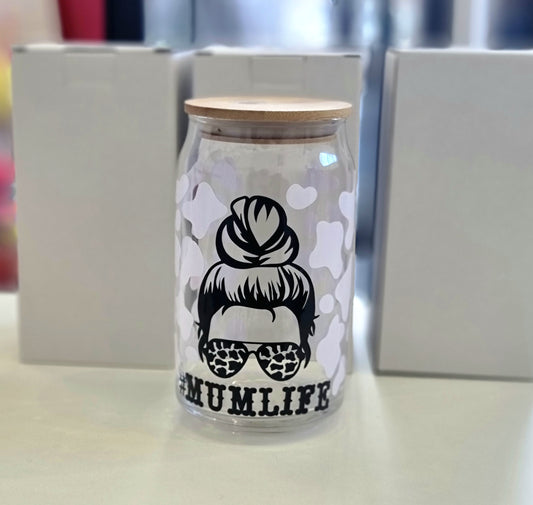 #Mumlife 16oz Glass Tumbler with Reusable Straw