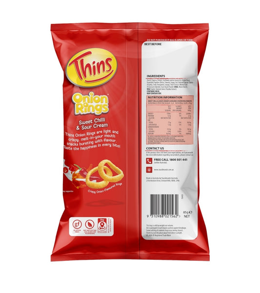 Thins Onion Rings Sweet Chilli & Sour Cream 85g