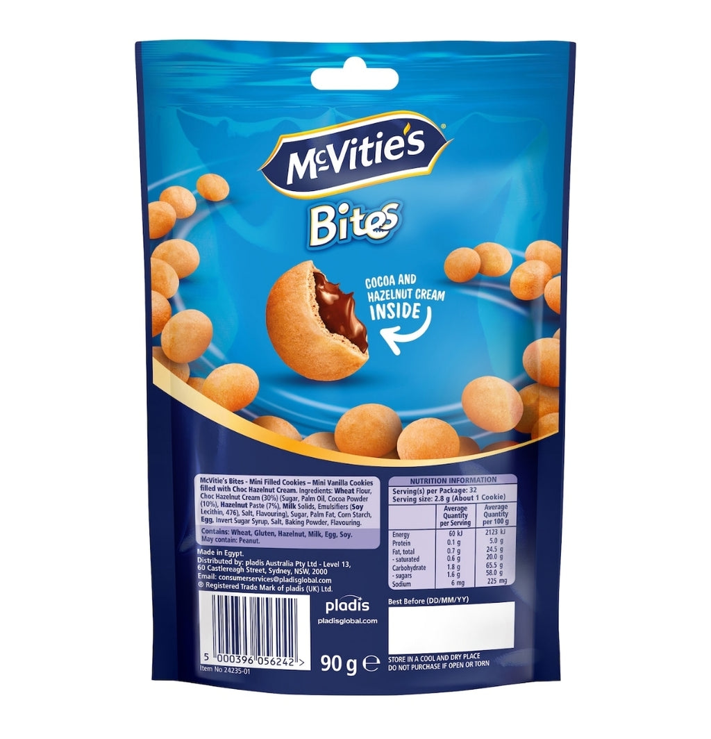 McVitie's Bites Mini Cookies Vanilla filled with Cocoa & Hazelnut Cream 90g