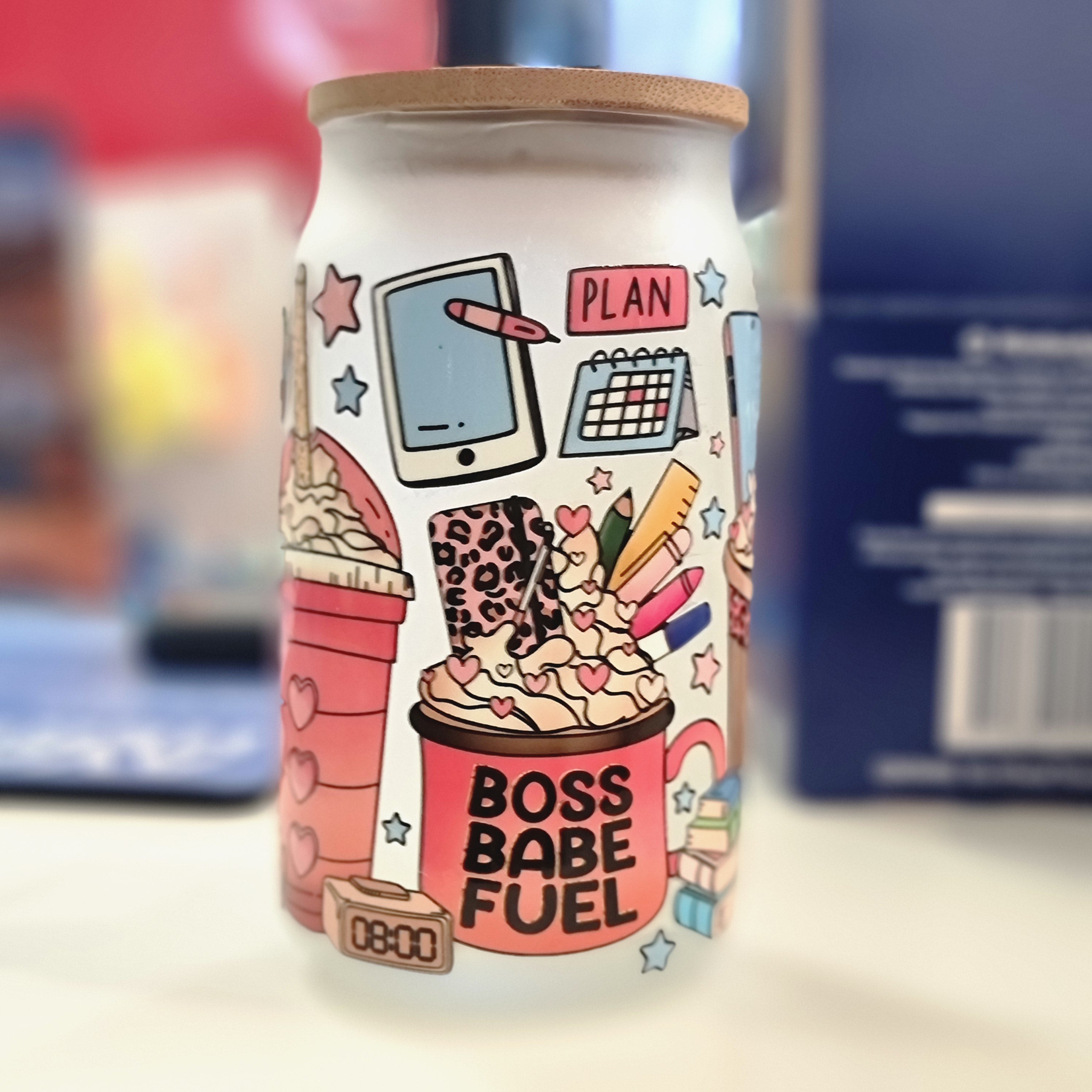 Boss Babe Fuel 3D UV Design on 16oz Tumbler