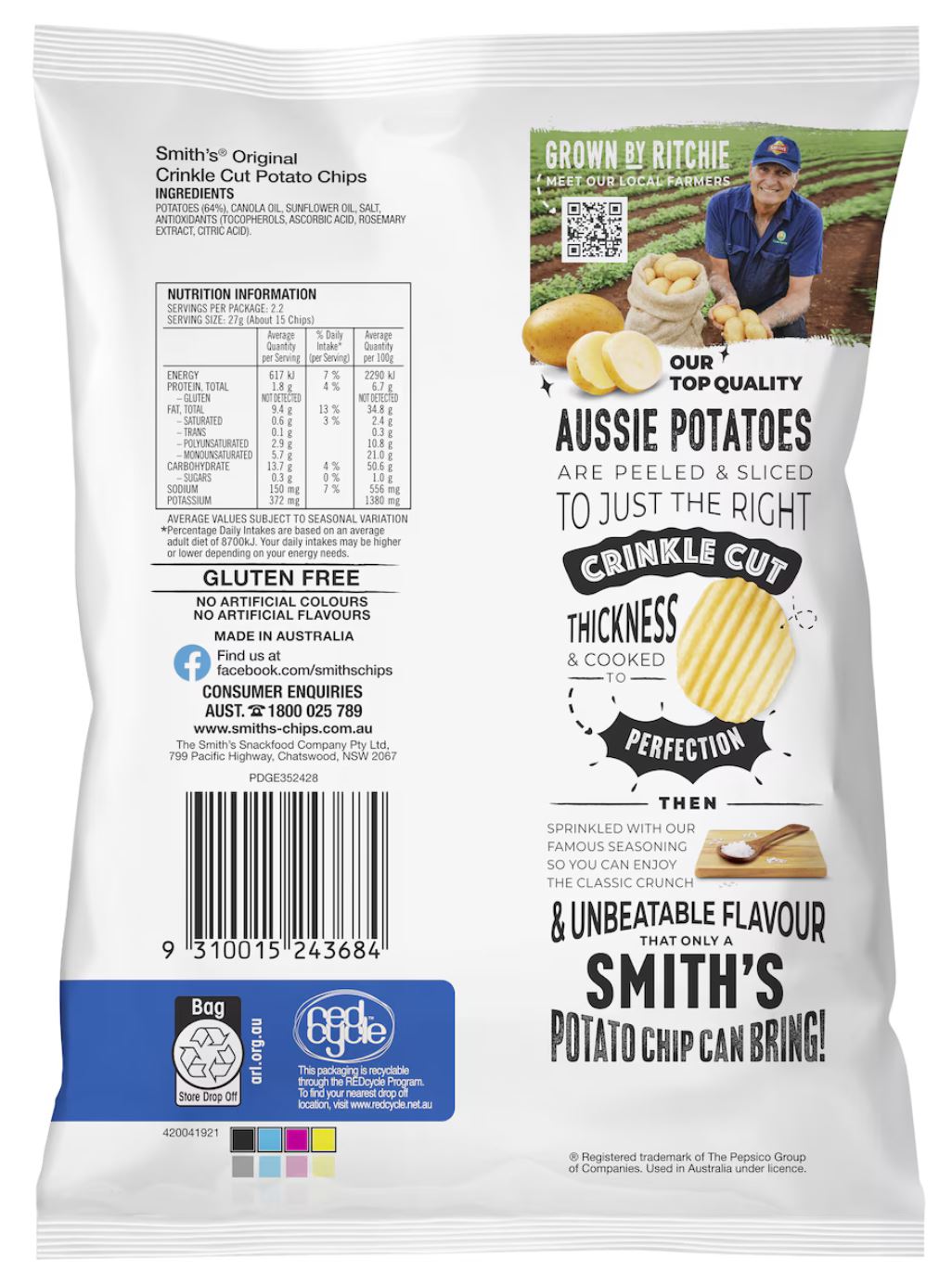 Smith's Crinkle Cut Potato Chips Original 60g