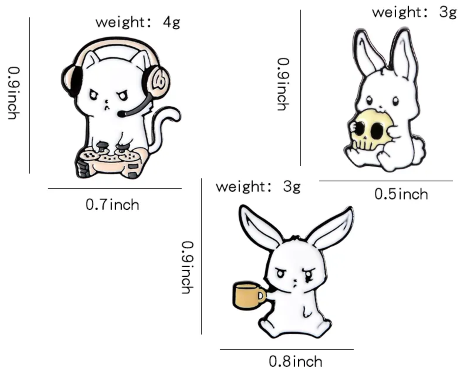 Épingle en émail lapin et chat