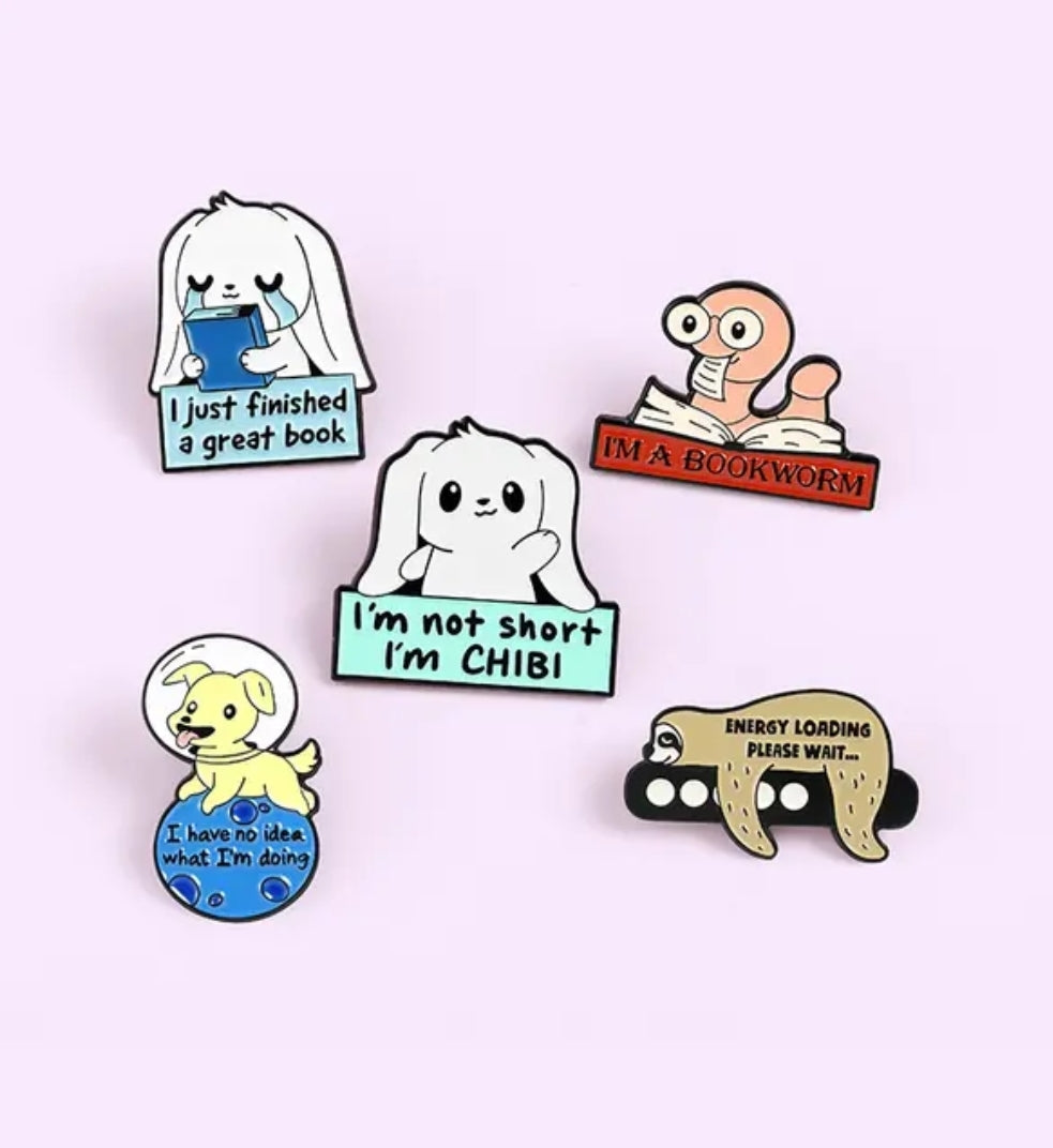 Bookworm Enamel Pins
