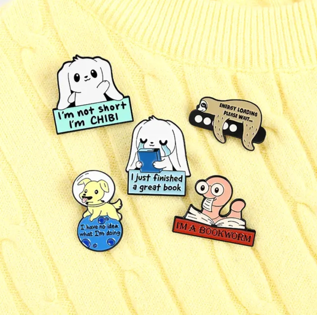 Bookworm Enamel Pins
